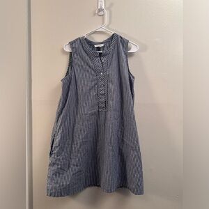 BeachLunchLounge Blue & White Striped Sleeveless Linen Dress Size L